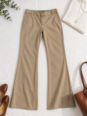 J.Crew Factory City Fit Tan Bootcut Chino Pants Stretch Mid Rise